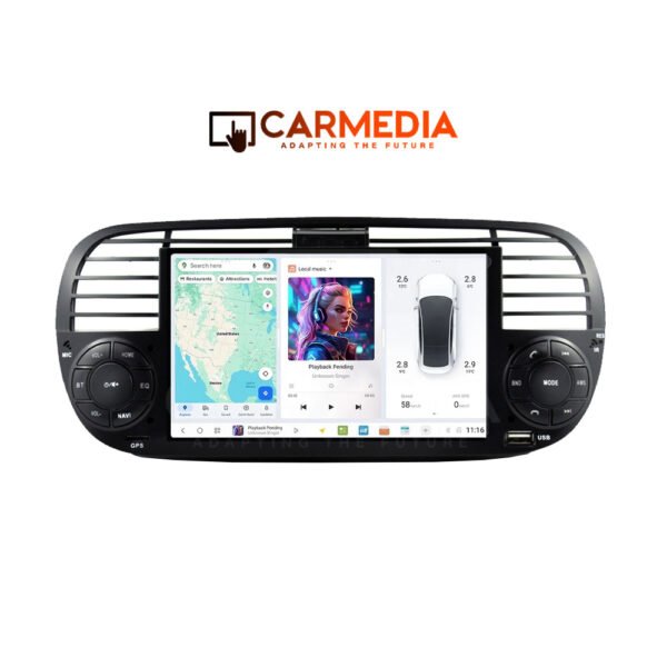 CARMEDIA CMTDU4087-3 OEM 7'' FIAT 500 2007-2015 BLACK
