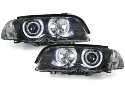 Φανάρια εμπρός angel eyes για BMW E46 coupe και cabrio (1999-2003) , με λάμπες (Η1) - σετ 2τμχ.