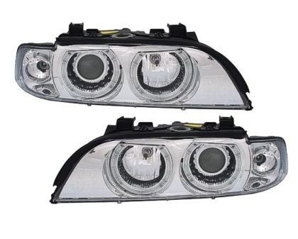 Φανάρια εμπρός angel eyes για BMW E39 (1995-2000) - chrome , χωρίς λάμπες (Η7) - σετ 2τμχ.
