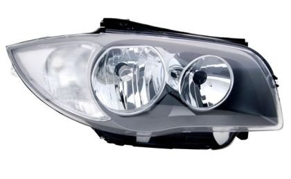 Φανάρια εμπρός για BMW E87 (2004-2011) - chrome ,μαύρα , με λάμπες (Η1) - σετ 2τμχ.