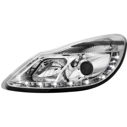 Φανάρια εμπρός led για Opel Corsa D (2006-2010) - χρωμίου , με λάμπες (Η1) - σετ 2τμχ.