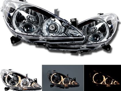 Φανάρια εμπρός angel eyes για Peugeot 307 (2001-2005), χωρίς λάμπες (Η7) - σετ 2τμχ.