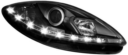 Φανάρια εμπρός led για Seat Altea /Leon / Toledo (2009+) - μαύρα , με λάμπες (Η1) - σετ 2τμχ.