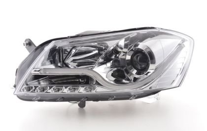 Φανάρια εμπρός led για Vw Passat B7 (2010-2014) - chrome , με λάμπες (Η1) - σετ 2τμχ.