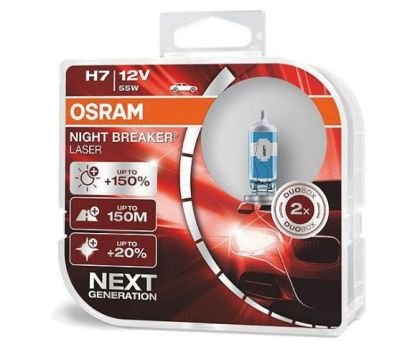 Λάμπα αλογόνου H7 Osram Night Braker Laser +150% - 2 τμχ. καρτέλα