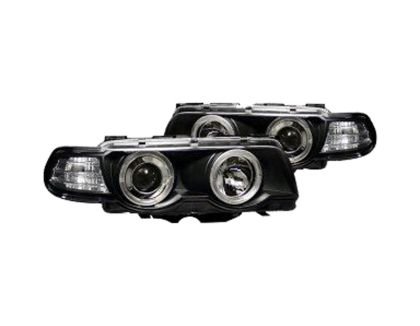 Φανάρια εμπρός angel eyes BMW E38 (1998-2001) - μαύρα , με λάμπες (Η1) - σετ 2τμχ.