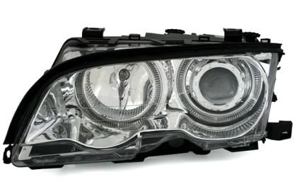 Φανάρια εμπρός angel eyes για BMW E46 sedan (2001-2003) - chrome , χωρίς λάμπες (Η7) - σετ 2τμχ.