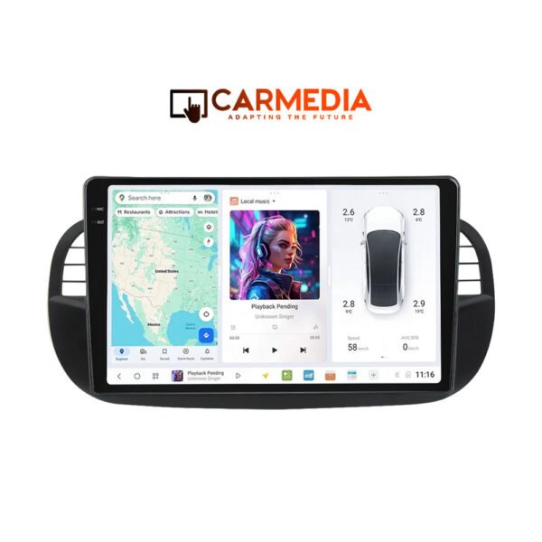 CARMEDIA CMDU12095-7 PRO PLUS TABLET 9.5'' OEM FIAT 500 2007-2015 BLACK