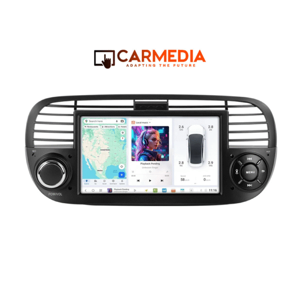 CARMEDIA CMTDU4087-3 OEM 7'' FIAT 500 2007-2015 BLACK